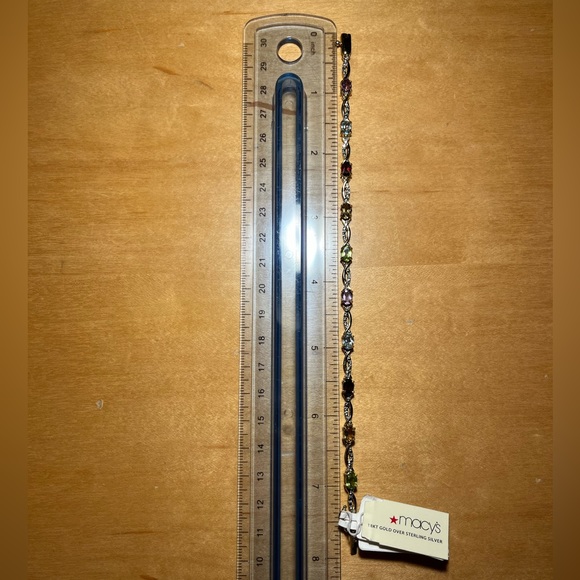 NWT Multi Genuine Gemstone & Diamond 18KT Gold Over Sterling Silver Bracelet - Picture 14 of 15